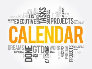Calendar word cloud collage, business concept