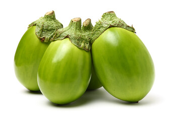 four eggplant on white background.