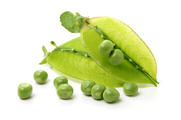 Fresh peas isolated on white background