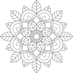 Easy Mandala coloring book simple and basic for beginners, seniors and children. Set of Mehndi flower pattern for Henna drawing and tattoo. Decoration in ethnic oriental, Indian style.