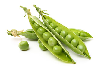 Fresh peas isolated on white background