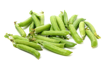 Fresh peas isolated on white background