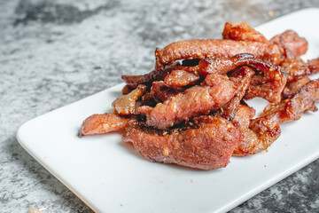 deep fried sun-dried pork (Moo dad deaw), Thai food