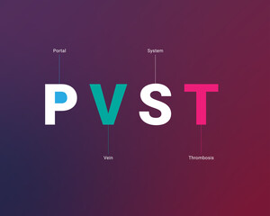 PVST - Portal Vein System Thrombosis
acronym, modern and minimalist concept background