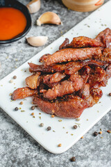 deep fried sun-dried pork (Moo dad deaw), Thai food