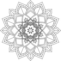 Easy Mandala coloring book simple and basic for beginners, seniors and children. Set of Mehndi flower pattern for Henna drawing and tattoo. Decoration in ethnic oriental, Indian style.