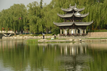 Fototapeta premium The beautiful architecture of the Qing and Ming Dynasty temples in the city of Beijing / Peking in China