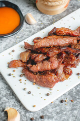 deep fried sun-dried pork (Moo dad deaw), Thai food