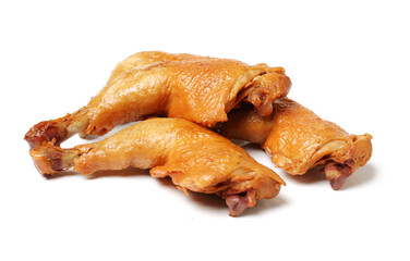 grilled chicken leg  on white background 