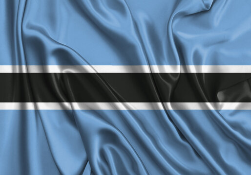 Botswana , national flag on fabric texture. International relationship.