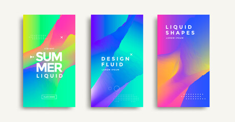 Liquid colorful geometric shapes cover set design