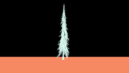 silhouette 3d rendering of a tree isolated on black and orange ground
