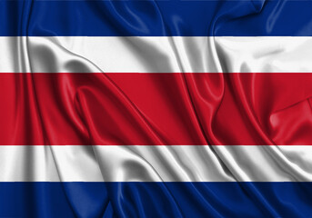 Naklejka premium Costa Rica , national flag on fabric texture. International relationship.