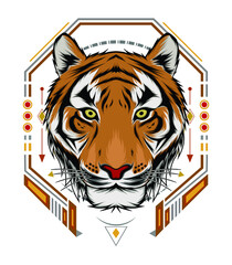Vector tiger  Illustration. design template vector for logo, clothing, apparel.