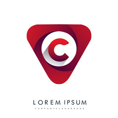 logo letter C red colored in the triangle shape, Vector design template elements for your Business or company identity.