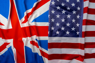 Flags of Great Britain and USA folded together