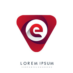 logo letter E red colored in the triangle shape, Vector design template elements for your Business or company identity.