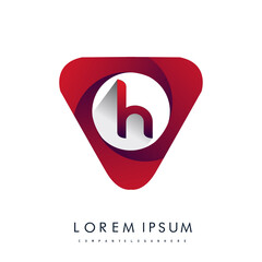 logo letter H red colored in the triangle shape, Vector design template elements for your Business or company identity.