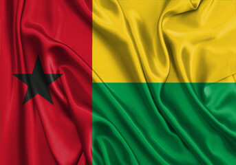 Guinea , national flag on fabric texture. International relationship.