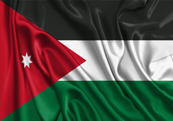 Obraz premium Jordan , national flag on fabric texture. International relationship.