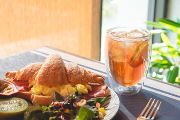 delicious meal in guest house with coffee/ lemon tea and cheese cake