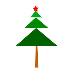 Christmas tree, for holiday composition of greeting card, festive decor for  textile. Vector stock illustration on an isolated white background. Simple flat