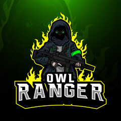 Owl ranger esport mascot logo design