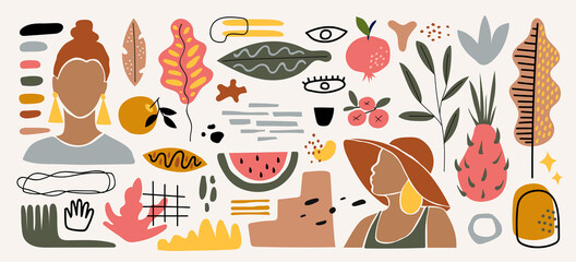 Modern abstract elements set, minimal design, vector illustration.