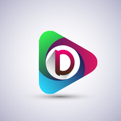 D letter colorful logo in the triangle shape, Vector design template elements for your Business or company identity.