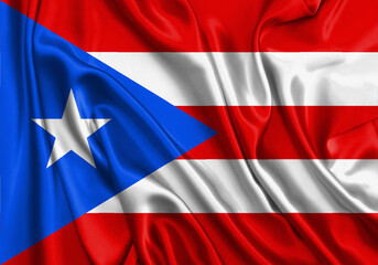 Puerto Rico , national flag on fabric texture. International relationship.