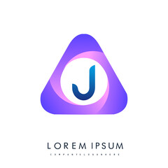 logo letter J rounded in the triangle shape, Vector design template elements for your Business or company identity.