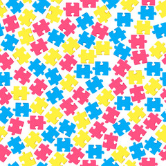 Vector seamless bright pattern with puzzles
