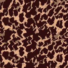 Hand Drawn Abstract Camouflage Cheetah Leopard Leather Animal Skin Geometric Shapes Repeating Vector Pattern Isolated Background