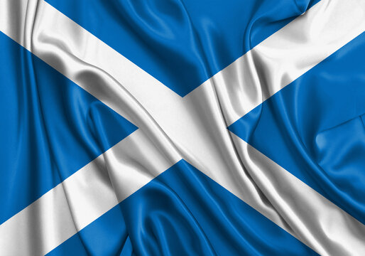 Scotland , national flag on fabric texture. International relationship.