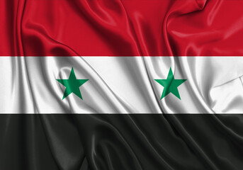 Syria , national flag on fabric texture. International relationship.