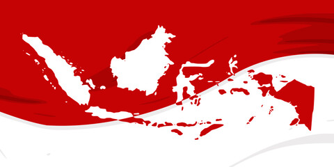 country flag with map indonesia
