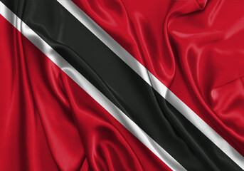 Trinidad And Tobago , national flag on fabric texture. International relationship.