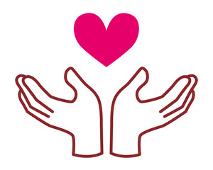 Obraz premium 手の上にハート 