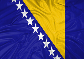 Bosnia Herzegovina national flag texture. Background for international concept. Simple waving flag.