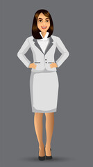 Businesswoman wearing white suits, with standing position or presentation poses, vector illustration