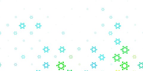 Light Blue, Red vector pattern with coronavirus elements.