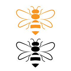 Black and orange bee - vector, logo, design, template, graphic.