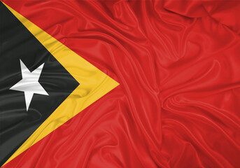 East Timor national flag texture. Background for international concept. Simple waving flag.