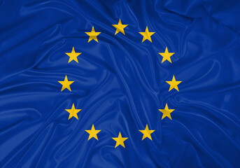 European Union national flag texture. Background for international concept. Simple waving flag.