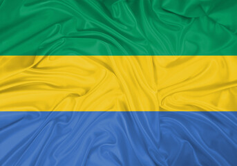 Gabon national flag texture. Background for international concept. Simple waving flag.