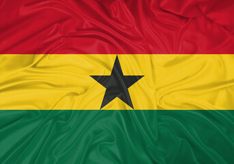 Ghana national flag texture. Background for international concept. Simple waving flag.
