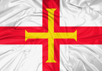 Guernsey national flag texture. Background for international concept. Simple waving flag.