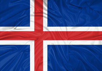 Fototapeta premium Iceland national flag texture. Background for international concept. Simple waving flag.