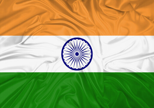 India national flag texture. Background for international concept. Simple waving flag.