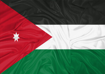 Jordan national flag texture. Background for international concept. Simple waving flag.